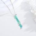 wholesale 925 Sterling Silver Opal Leaf Bar Pendant Necklace - White Blue Green Gemstone s for Women and Teen Girls-0-1