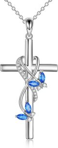wholesale 925 Sterling Silver Blue Crystal Infinity Love Cross Pendant Necklaces for Women Gift Ideas-0-0