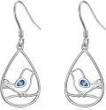 wholesale TOUPOP Bird Earrings 925 Sterling Silver Drop Dangle Earring Blue Zircon Inlay Jewelry Best Christmas Gifts For Women Xmas Gifts For Women -0-0