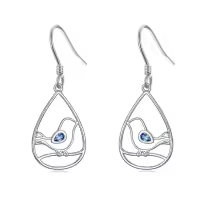 TOUPOP Sterling Silver Blue Zircon Drop Dangle Earrings Christmas Gifts-undefined