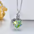 TOUPOP 925 Sterling Silver Rose Cremation Necklace with Crystal Heart Keepsake Urn-0-1