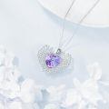 wholesale 925 Sterling Silver Purple Crystal Angel Wing Heart Pendant Necklace  for Women-0-2