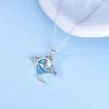 wholesale 925 Sterling Silver Manta Ray Pendant With Blue Enamel Waves-0-2