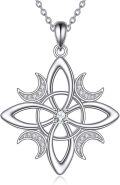 wholesale 925 Sterling Silver Lotus Flower Pendant Necklaces with Cubic Zirconia for Women's Fashion-0-0