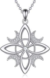 wholesale 925 Sterling Silver Lotus Flower Pendant Necklaces with Cubic Zirconia for Women's Fashion-Witches Knot