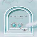 wholesale 925 Sterling Silver Turquoise Stud Earrings with Blue Gemstone for Women-0-3