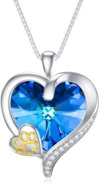 wholesale TOUPOP Paw Necklace With Heart Sapphire For Women 925 Silver Paw Jewelry For Animal Dog Cat Lover Jewelry Gift For Women Sister Wife Grandma Daughter Birthday Christmas Gift Graduation Gifts -undefined