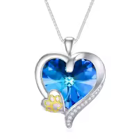 TOUPOP 925 Silver Sapphire Paw Necklace For Women-undefined