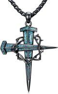 wholesale 925 Sterling Silver & Turquoise Celtic Cross Sword Pendant Necklace for Men Women Christian -0-0