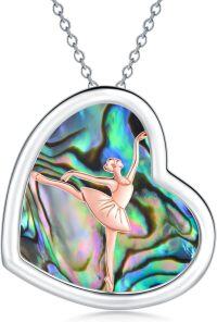 wholesale 925 Sterling Silver Abalone Shell Ballet Girl Heart Pendant Necklace-C-Abalone Shell