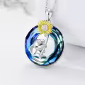 wholesale 925 Sterling Silver Sunflower & Elephant Pendant Necklaces for Women - Rainbow Crystal Birthstone Gift Ideas-0-2