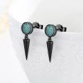 wholesale S925 Sterling Silver Black Spike & Turquoise Studs with Abalone Shell Drops-0-2