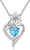 wholesale 925 Sterling Silver Turquoise Heart & Floral Pendant Necklaces for Women Gifts-0-0