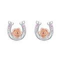 wholesale 925 Sterling Silver Gold Plated Pink Crystal Rose Horseshoe Stud Earrings for Women Hypoallergenic s-0-0