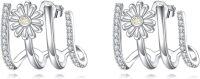 wholesale 925 Sterling Silver Daisy Flower CZ Hoop Earrings with Studs for Women-Daisy