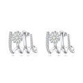 wholesale 925 Sterling Silver Daisy Flower CZ Hoop Earrings with Studs for Women-0-0