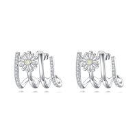 wholesale 925 Sterling Silver Daisy Flower CZ Hoop Earrings with Studs for Women-Daisy