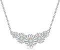 wholesale 925 Sterling Silver Opal Daisy Flower Necklace - Hypoallergenic, October Birthstone, Elegant Gift for Women-0-0