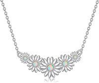 wholesale 925 Sterling Silver Opal Daisy Flower Necklace - Hypoallergenic, October Birthstone, Elegant Gift for Women-Flower Wings 5