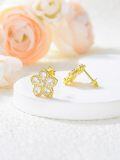 wholesale 925 Sterling Silver Gold Plated Cubic Zirconia Flower Stud Earrings Fashionable Accessories Gift Ideas for Her-0-2