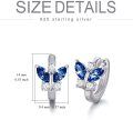 wholesale 925 Sterling Silver Butterfly Blue Cubic Zirconia Hoop Earrings For Women-0-5