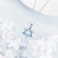 wholesale 925 Sterling Silver Blue Opal Star of David Hexagram Pendant Necklace for Women Gifts-0-3