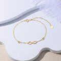 wholesale 14K Gold Infinity Chain Bracelet with Heart Charms and Moissanites - Valentines Day Gifts for Her-0-4