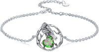 wholesale  Sterling Silver Birthstone Raven Heart Link Bracelet for Women Mother s Day Gift ( chars)-May