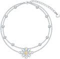 wholesale 925 Sterling Silver Daisy Charm Link Bracelet Adjustable Nature Style Anklet for Women Anniversary Jewelry Birthday Gifts-0-0