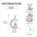 wholesale 925 Sterling Silver Rabbit in Moon Pink Stone Pendant Necklace - Cute  for Women-0-1