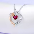 TOUPOP Sterling Silver Garnet Heart Butterfly Pendant Necklace-0-3