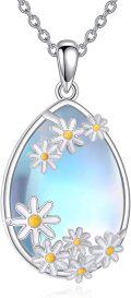 wholesale 925 Sterling Silver Teardrop Blue Opal Flower Pendant Necklace-0-0