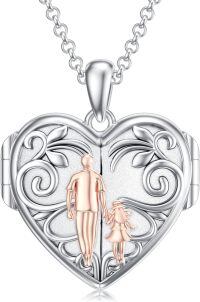 wholesale 925 Sterling Silver Heart Locket Necklace Wholesale Father Daughter Walk Together Photo Frame-01-01-Father Daughter Locket-01-01-Father Daughter Locket+ Photo