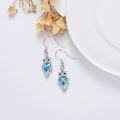 wholesale 925 Sterling Silver Blue Austrian Crystal Owl Drop Earrings-0-3