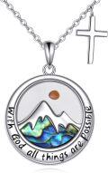 wholesale 925 Sterling Silver Abalone Shell Mountain Faith Cross Pendant Necklace for Women and Moms-0-0