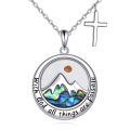 wholesale 925 Sterling Silver Abalone Shell Mountain Faith Cross Pendant Necklace for Women and Moms-0-0
