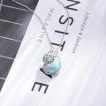 wholesale 925 Sterling Silver Larimar Flower Teardrop Pendant Necklace for Women and Girls-0-4