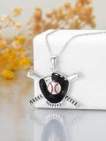 TOUPOP Stainless Steel Stone Silver Sport Baseball Cross Necklace for Athletes Fans-0-2