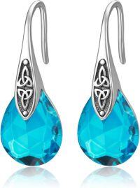 wholesale 925 Sterling Silver Birthstone Celtic Knot Dangle Earrings Women s Jewelry Gift-12 Dec