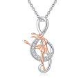 wholesale 925 Sterling Silver Ballet Dancer Musical Note Pendant Necklace With Rose Gold Accents And Crystal Details-0-0