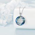 wholesale 925 Sterling Silver Round Blue Crystal Zodiac Pendant Necklace with Stars and Moon Design for Women Astrology -0-2