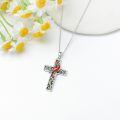 wholesale 925 Sterling Silver Cross Pendant Necklace With Abalone Shell Hummingbird Flower Design-0-7