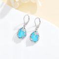 wholesale 18K White Gold Plated 925 Sterling Silver Blue Crystal Leaf Dangle Earrings with Leverback Clasp-0-1