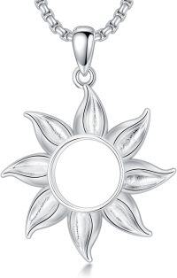 wholesale 925 Sterling Silver Sun Pendant Necklace with 24  Gift for Women Men-StyleC-Silver