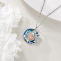 wholesale 925 Sterling Silver Rose and Leaf Design with Blue Crystal Pendant Necklace for Women-0-2