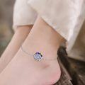wholesale Sterling Silver Colorful Crystal Anklet for Women Adjustable Foot Chain-0-6