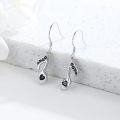 wholesale 925 Sterling Silver Musical Note Black Crystal Dangle Earrings Gift for Librarians and Music Lovers-0-1