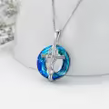 TOUPOP Sterling Silver Blue Crystal Stethoscope Cross Pendant-0-3