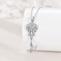 wholesale 925 Sterling Silver Heart-Shaped Key Pendant Necklace for Women's Gifts-0-6