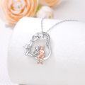 wholesale 925 Sterling Silver Heart-Shaped Couple Figurine Necklace with Cubic Zirconia Stones for Women-0-2
